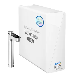 [ Dual Flow ] Waterdrop X12-PRO 1200 GPD Reverse Osmosis Water Filter, Alkaline Mineral pH , NSF/ANSI 58&372 Certified, Tankless Reverse Osmosis System, 11-Stage, Smart Faucet, BPA Free