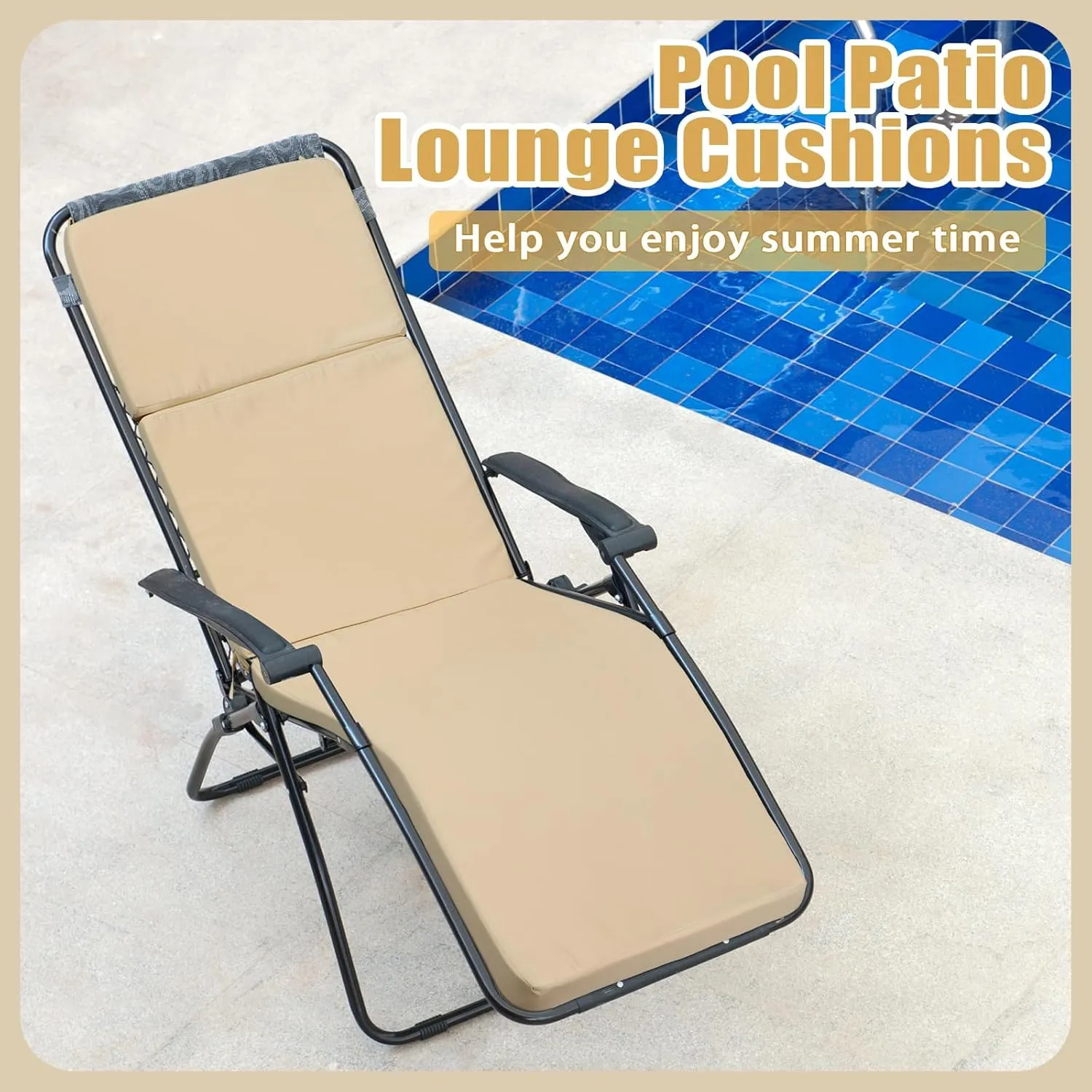 1 Pcs Indoor Outdoor Chaise Lounge Cushions Sponge Bench Outdoor Furniture Chaise Cushions Patio Chair Furniture Replacement (Beige)