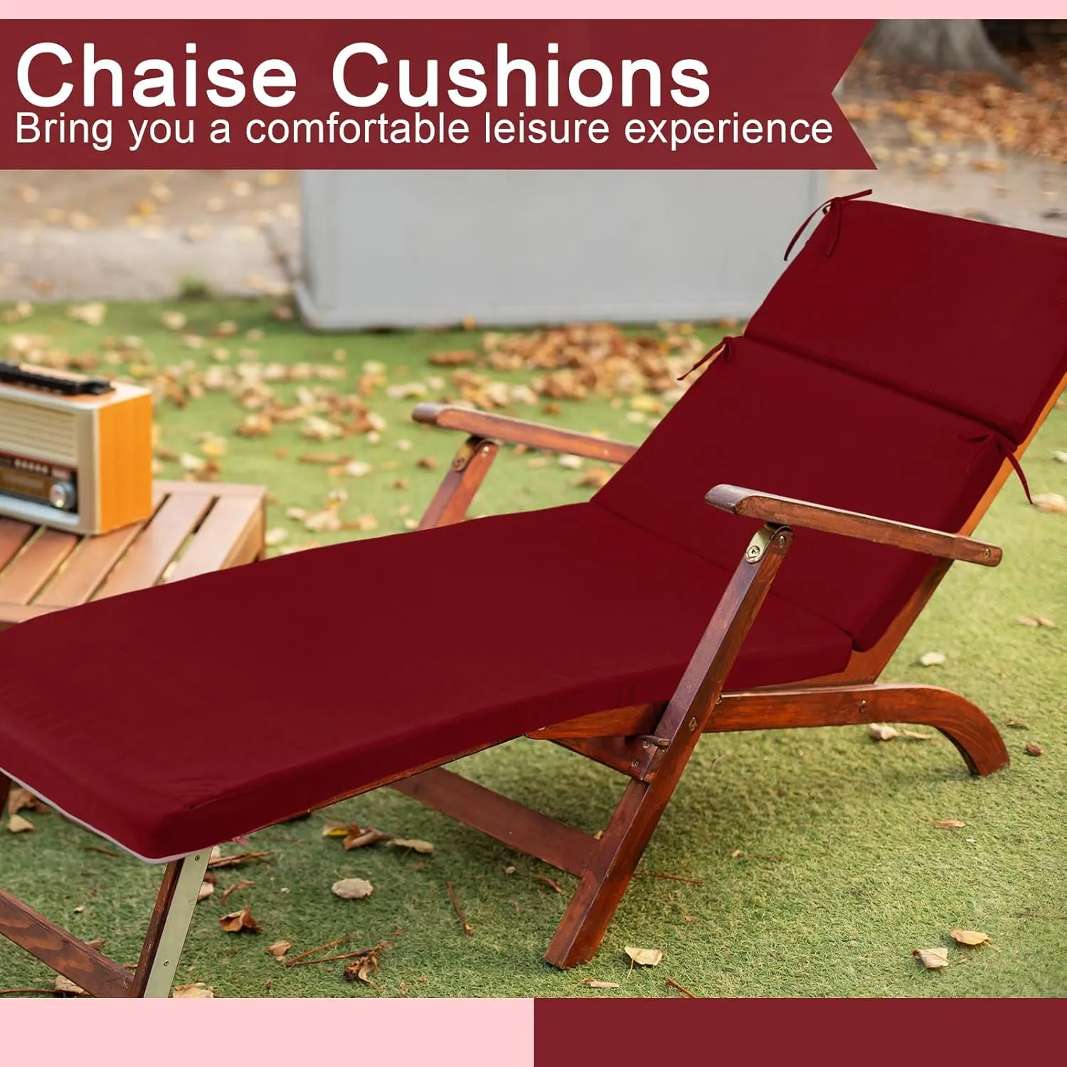 1 Pcs Indoor Outdoor Chaise Lounge Cushions Sponge Bench Outdoor Furniture Chaise Cushions Patio Chair Furniture Replacement (Brick Red)