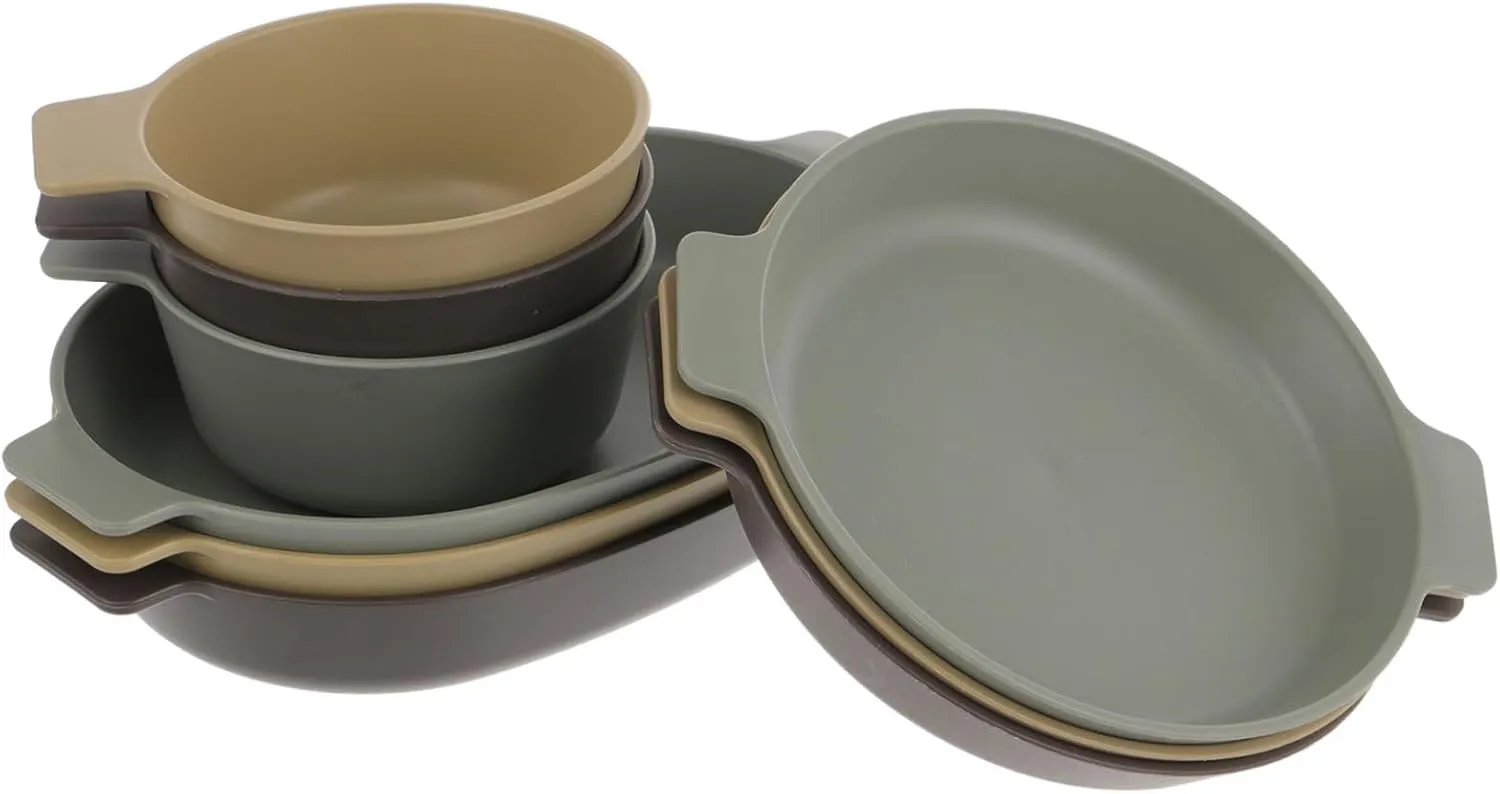 1 Set Portable Outdoor Dinnerware Lightweight Plastic Plates and Bowls for Camping Handle Bowls Easy to Clean Durable and Organized Dining Experience