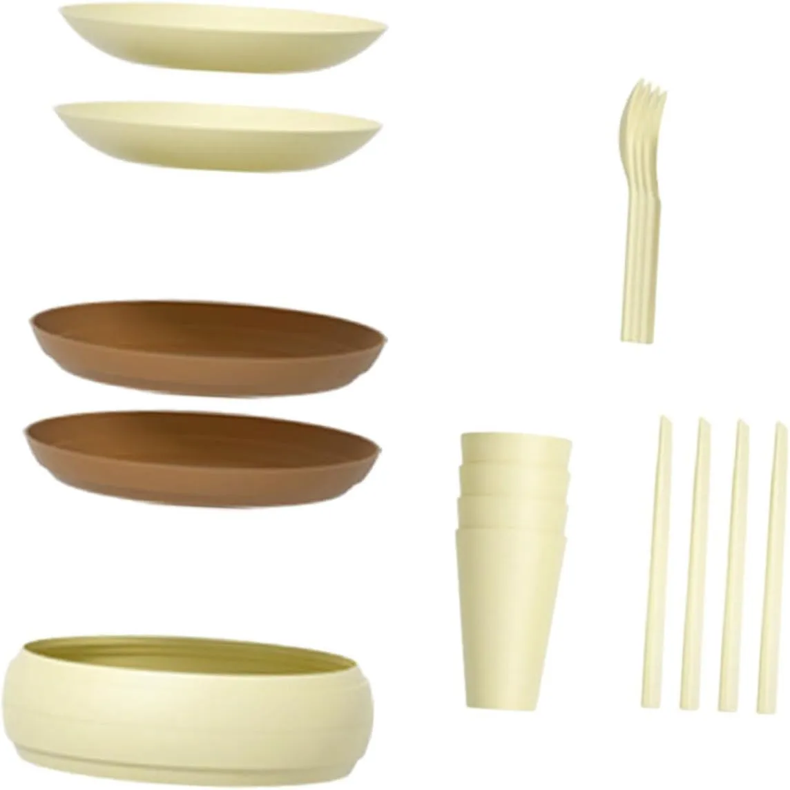 1 Set Portable Outdoor Tableware Reusable Bowl Cup Plate Chopsticks Spoons for Picnics Camping Parties Lightweight Durable Dining Utensils