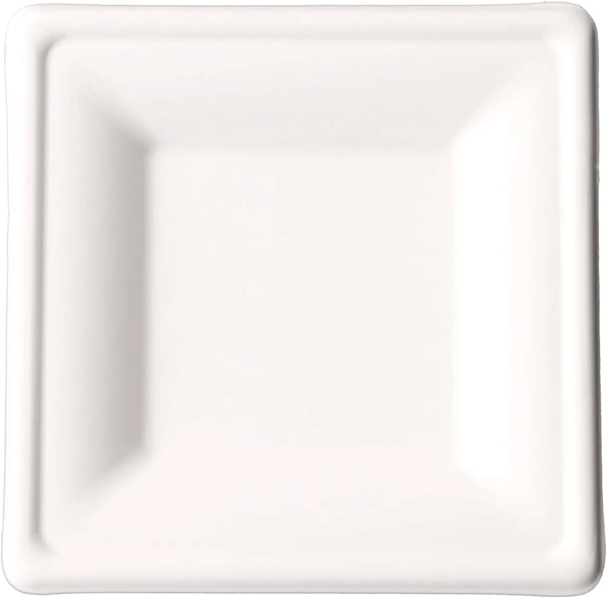 10-Inch Compostable Sugarcane PulpSquare Plates, 50-Pack, White, Extra Thick, Durable, Eco-Friendly, Microwave Safe