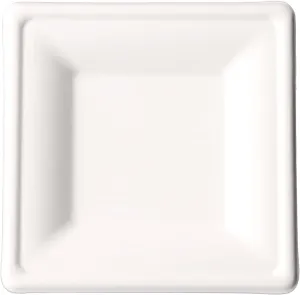 10-Inch Compostable Sugarcane PulpSquare Plates, 50-Pack, White, Extra Thick, Durable, Eco-Friendly, Microwave Safe