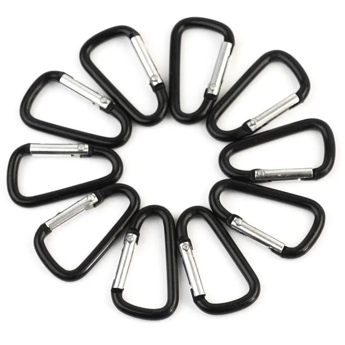10pcs Black Aluminum Alloy D Carabiner