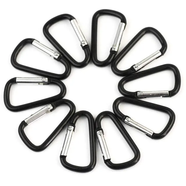 10pcs Black Aluminum Alloy D Carabiner