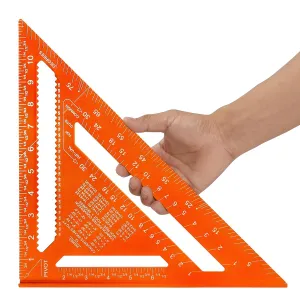 12 Inch Rafter Square, Carpenter Measuring Layout Tool, Aluminum Alloy Triangle Ruler Protractor for Woodworking and Carpentry - Imperial