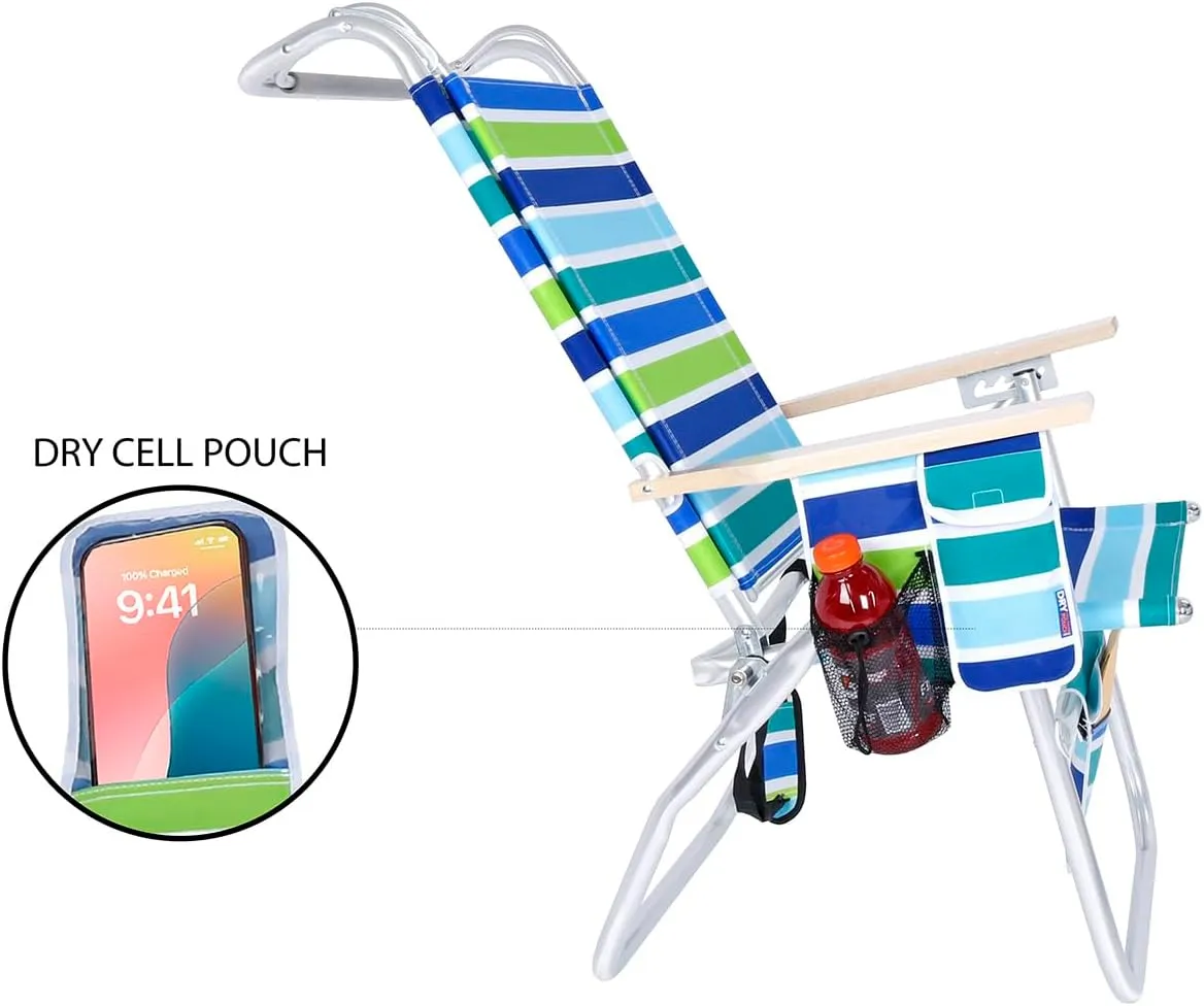 17 Inches High Seat Big Tycoon Aluminum Beach Chair with Canopy