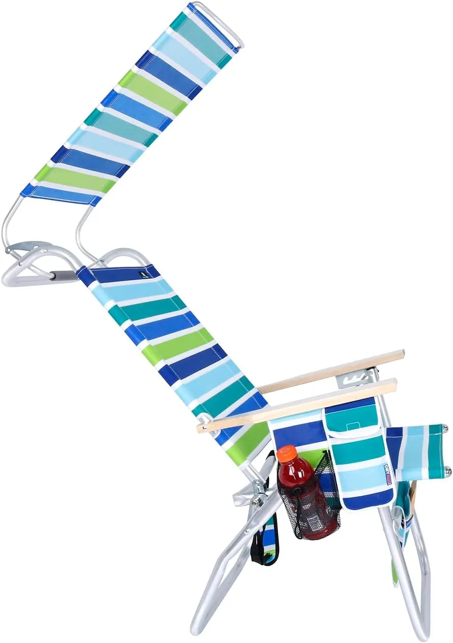 17 Inches High Seat Big Tycoon Aluminum Beach Chair with Canopy
