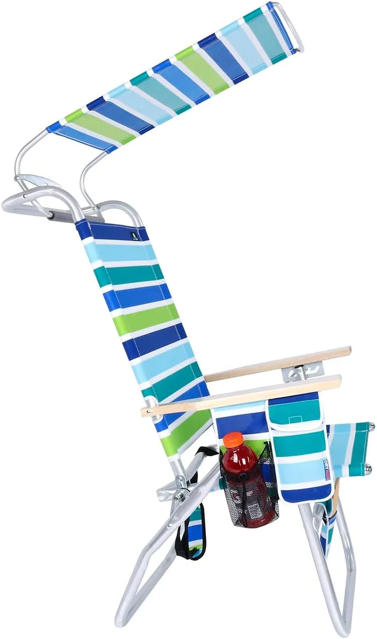 17 Inches High Seat Big Tycoon Aluminum Beach Chair with Canopy