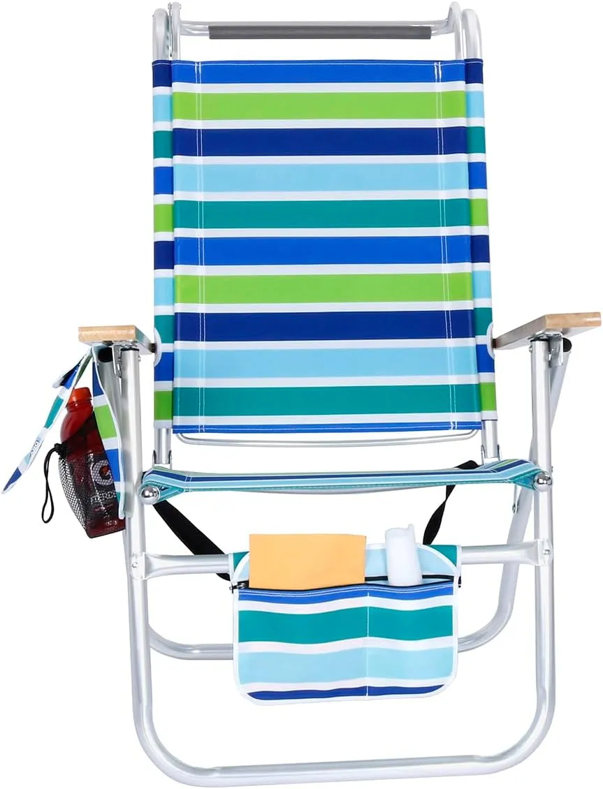 17 Inches High Seat Big Tycoon Aluminum Beach Chair with Canopy