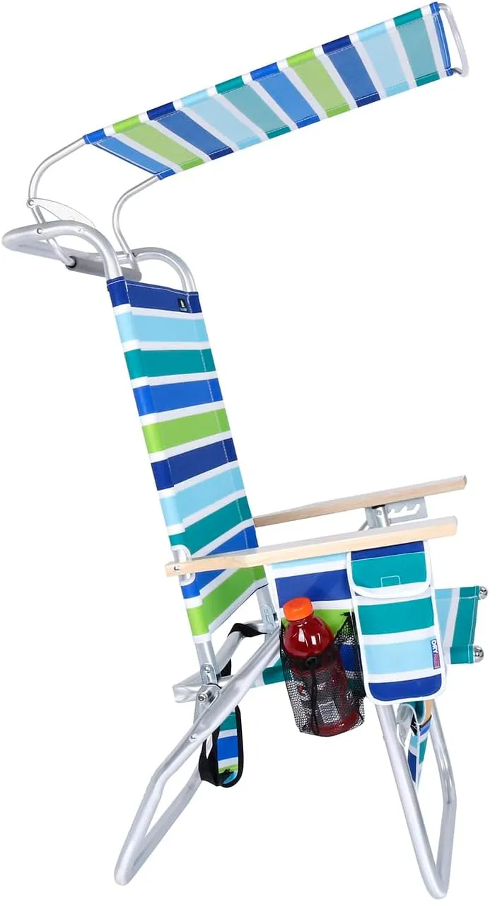17 Inches High Seat Big Tycoon Aluminum Beach Chair with Canopy