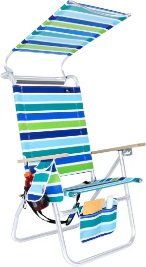 17 Inches High Seat Big Tycoon Aluminum Beach Chair with Canopy
