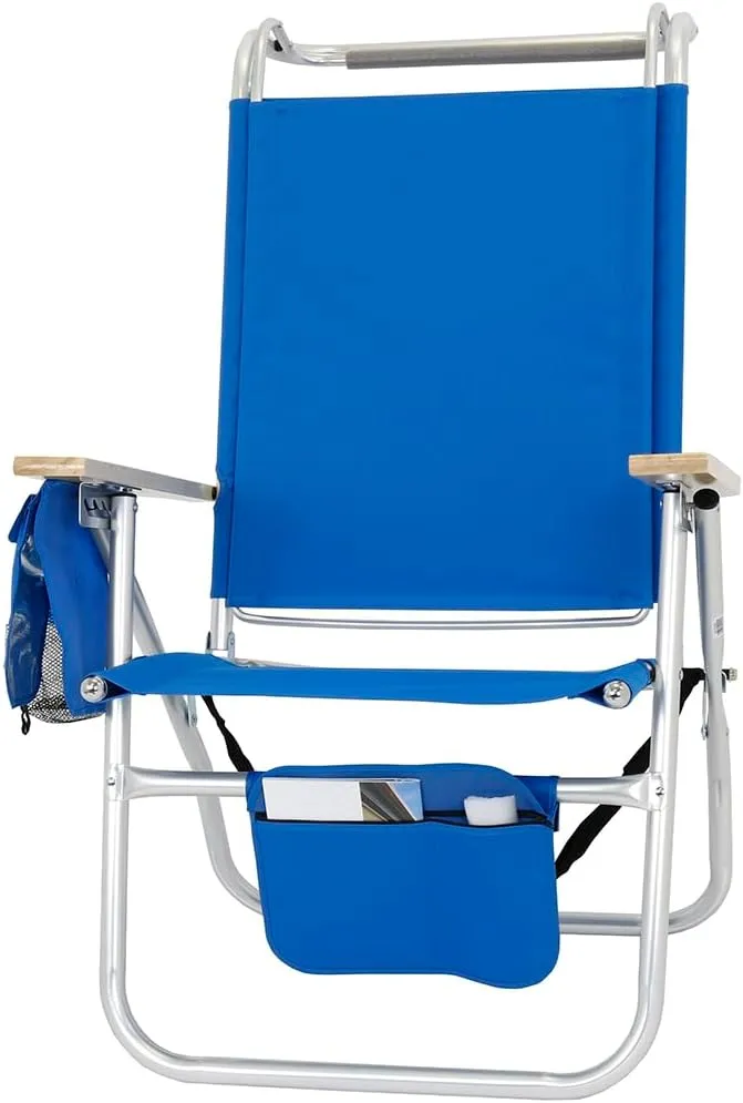 17 Inches High Seat Big Tycoon Aluminum Tall Beach Chair with Canopy for Adults, 4 Reclining Positions, Drink Holder, Storage Pouch