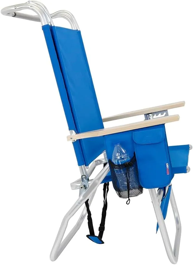 17 Inches High Seat Big Tycoon Aluminum Tall Beach Chair with Canopy for Adults, 4 Reclining Positions, Drink Holder, Storage Pouch