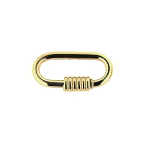 18K Solid Yellow Gold Oval Carabiner Screw Lock Clasp
