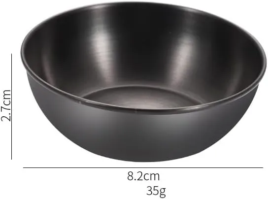 1PC Outdoor Camping Stainless Steel Bowl Side Dish Plate Lightweight Portable Tableware(Black)