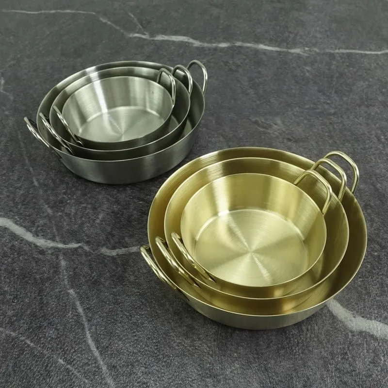 1PC Stainless Steel Tableware, Lightweight And Portable Korean Round Plate Suitable For Home Or Outdoor Camping(L Silver)
