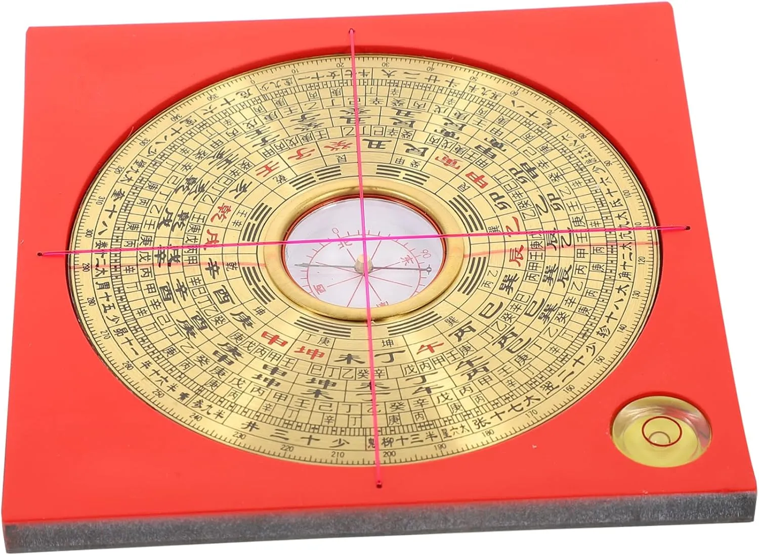 1set Chinese Traditional Copper Compass Luo Pan Feng Shui Bagua Plate High Precision Craft Desktop Decoration for Home Office Unique Azimuth Indicator for Luck