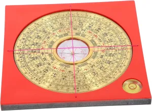 1set Chinese Traditional Copper Compass Luo Pan Feng Shui Bagua Plate High Precision Craft Desktop Decoration for Home Office Unique Azimuth Indicator for Luck