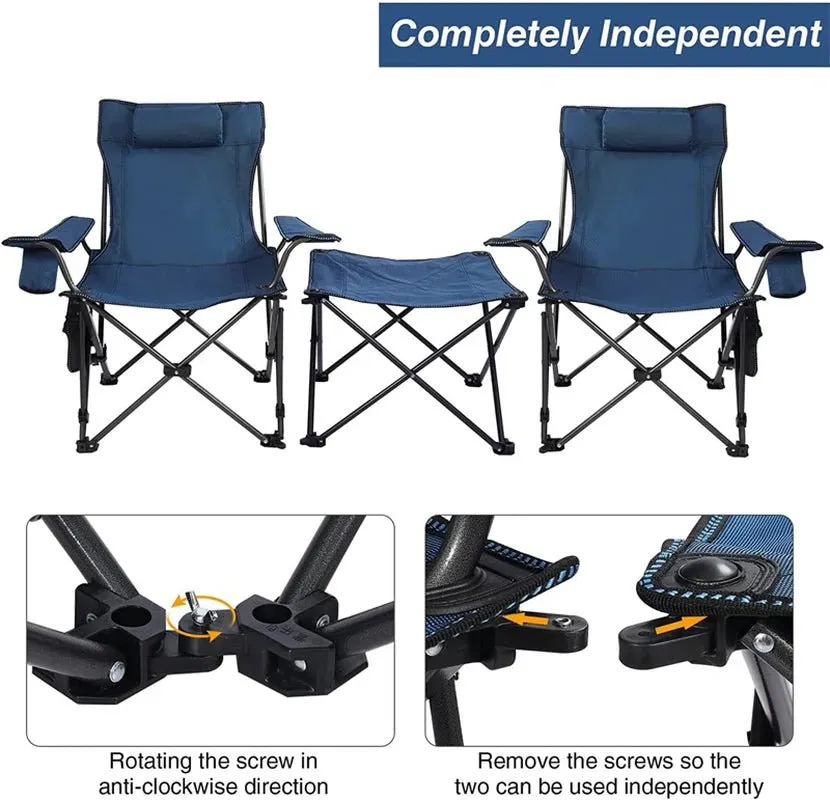 2-in-1 Adjustable Reclining Camping Chair with Table