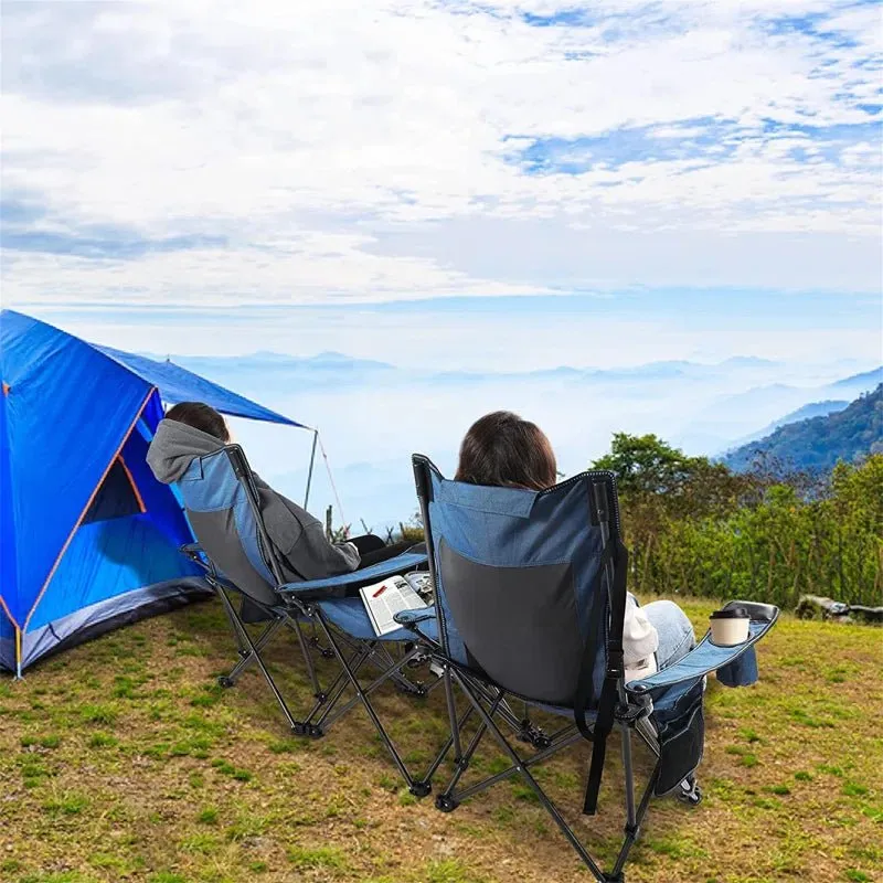 2-in-1 Adjustable Reclining Camping Chair with Table