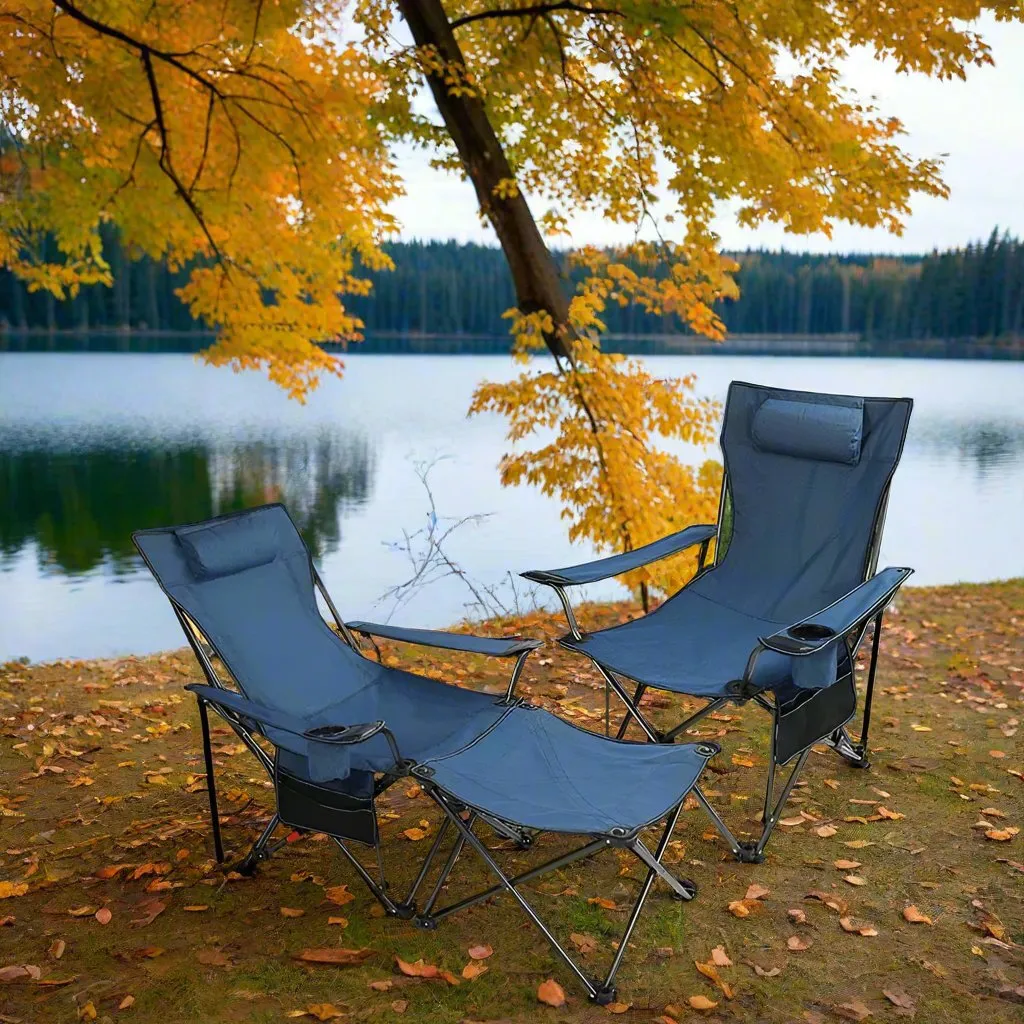 2-in-1 Adjustable Reclining Camping Chair with Table