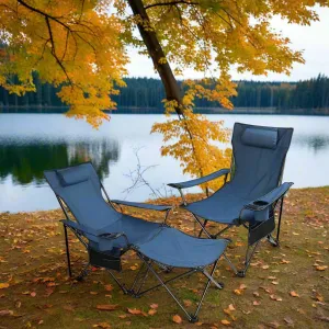 2-in-1 Adjustable Reclining Camping Chair with Table