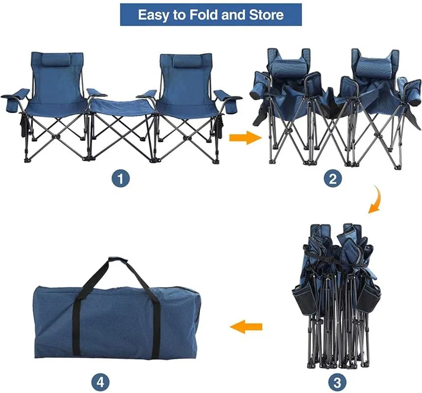 2-in-1 Adjustable Reclining Camping Chair with Table