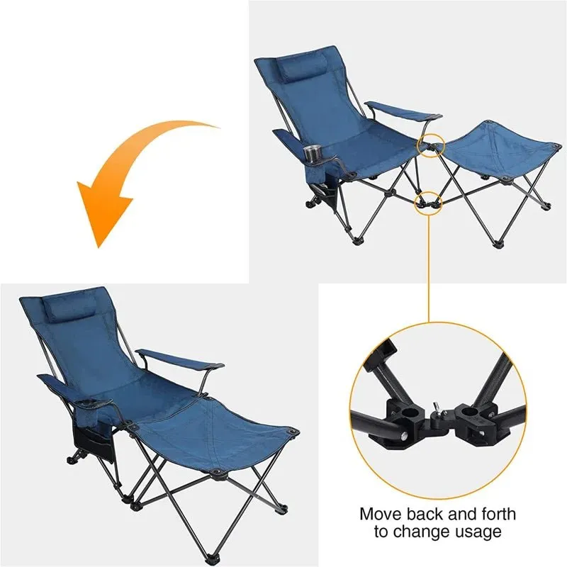 2-in-1 Adjustable Reclining Camping Chair with Table