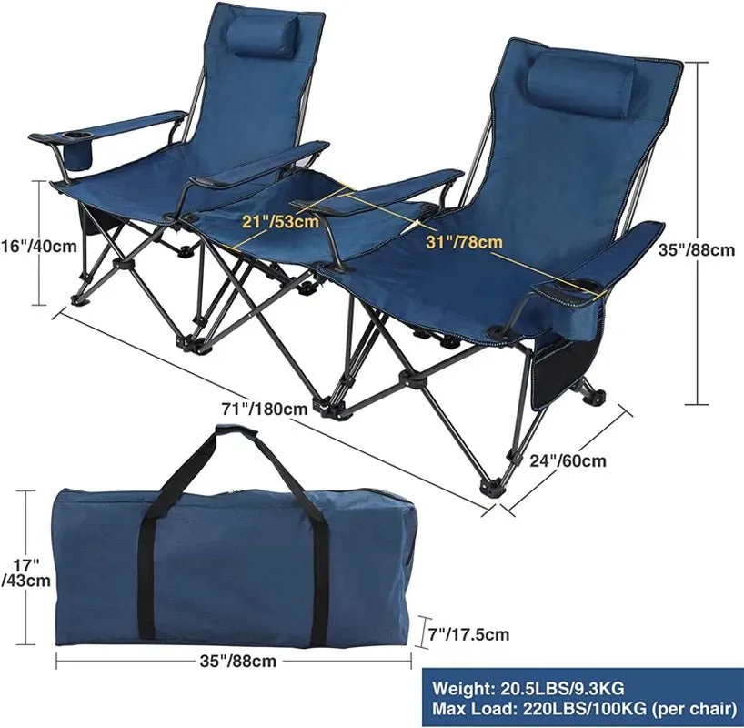 2-in-1 Adjustable Reclining Camping Chair with Table