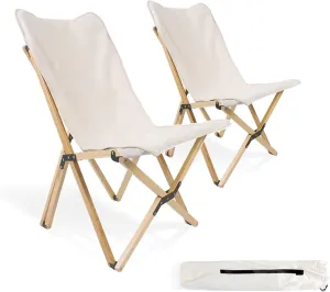 2 Pack Outdoor Folding Camping Chair, Beach Chair with Backpocket and Carry Bag, Portable Butterfly Reclining Chair for Camping, Picnic, Beach, Patio