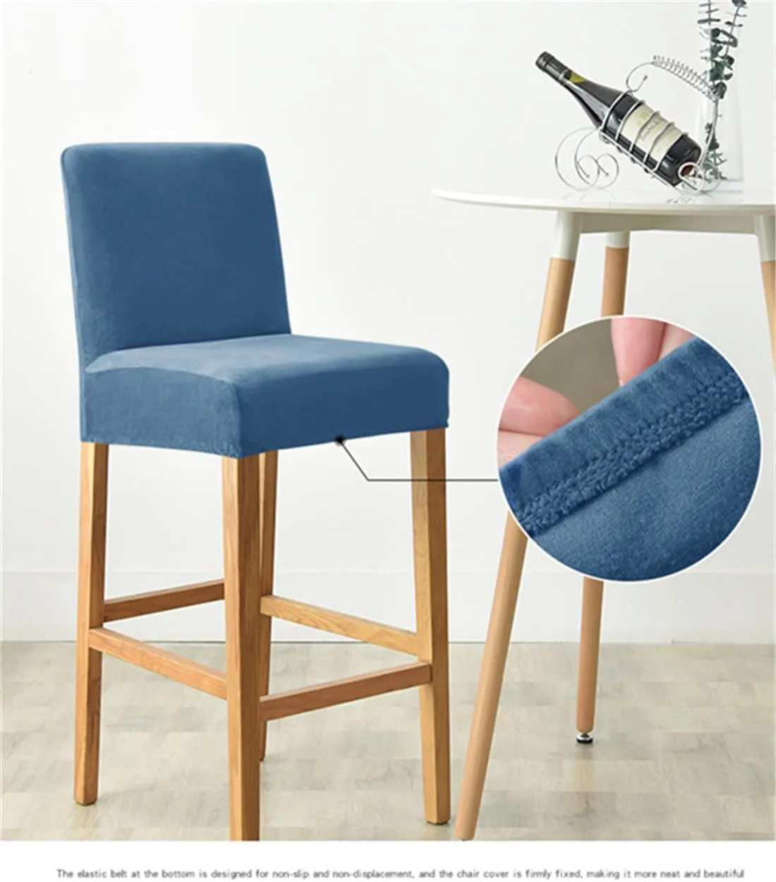 2 Pack Stretch High Barstool Slipcovers with Back Bar Stool Jacquard Square Dining Chair Counter Stool Pub Chair Slipcover