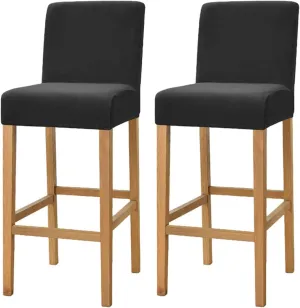 2 Pack Stretch High Barstool Slipcovers with Back Bar Stool Jacquard Square Dining Chair Counter Stool Pub Chair Slipcover