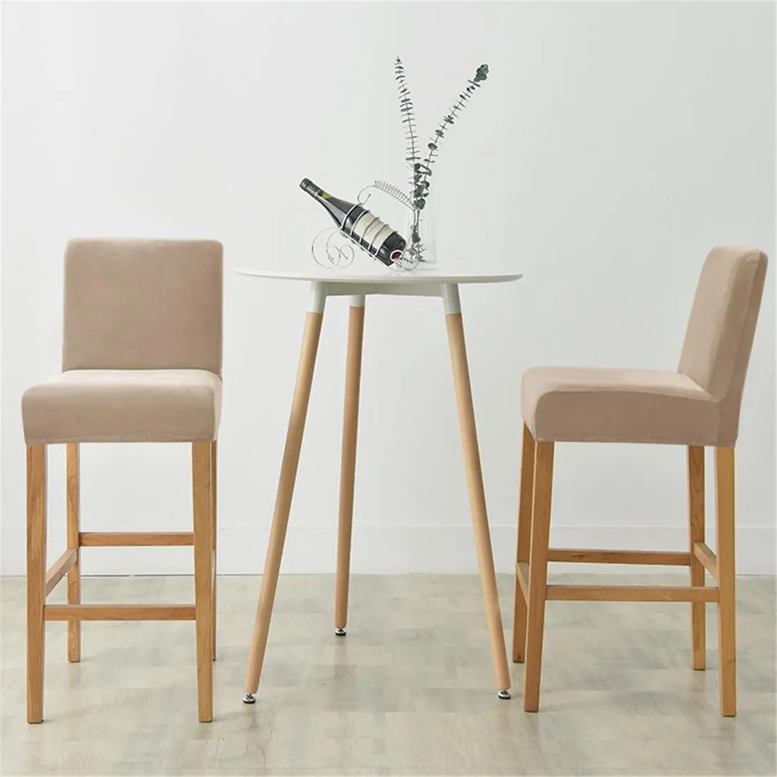 2 Pack Stretch High Barstool Slipcovers with Back Bar Stool Jacquard Square Dining Chair Counter Stool Pub Chair Slipcover
