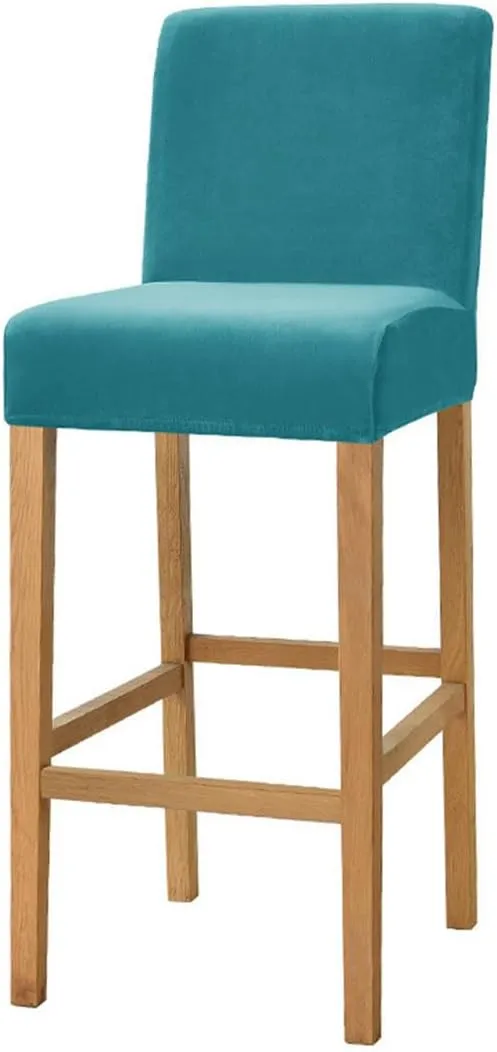 2 Pack Stretch High Barstool Slipcovers with Back Bar Stool Jacquard Square Dining Chair Counter Stool Pub Chair Slipcover