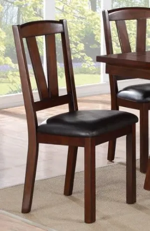 2 Pcs Poundex Dining Chair in Dark Walnut Finish