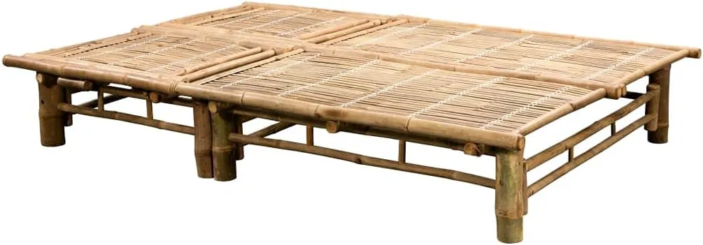 2-Person Sun Lounger with Cushions Bamboopatio Tanning Chair Camping Chairs Recliner Suitable for Garden Courtyard