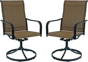2 Piece Outdoor Swivel Patio Dining Chairs Set with Rocking and Yellow Sling