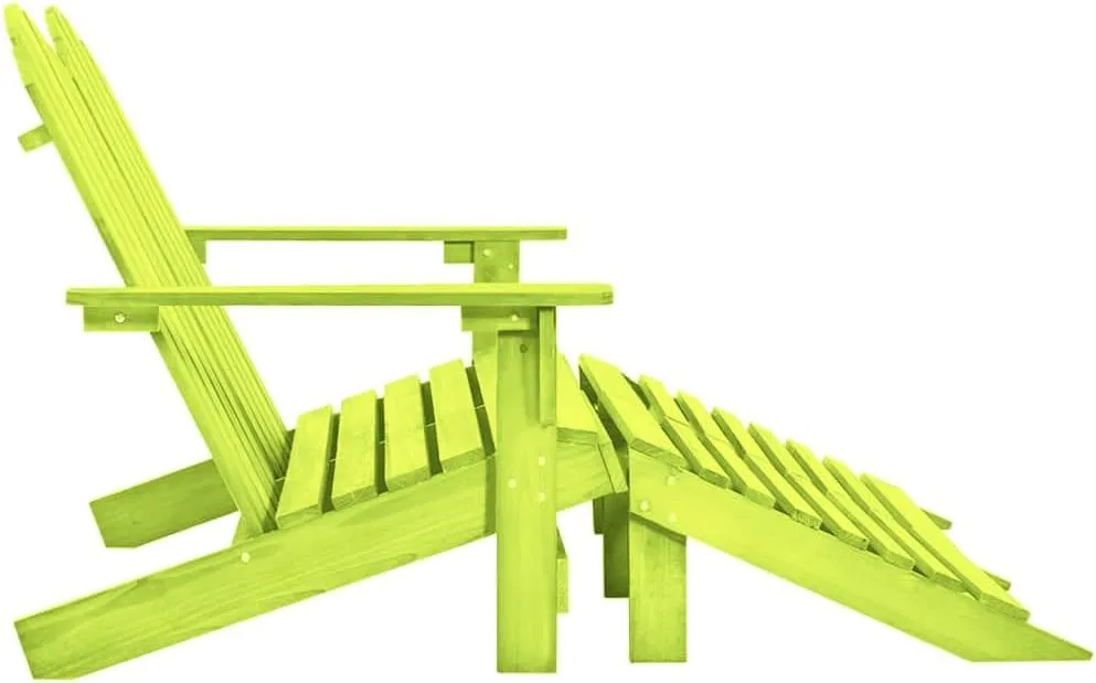 2-Seater Outdoor Adirondack Chair with Ottoman Solid Fir Wood Patio Furniture Green 47"x58.1"x35.2" Ergonomic Design for Garden, Backyard, Porch