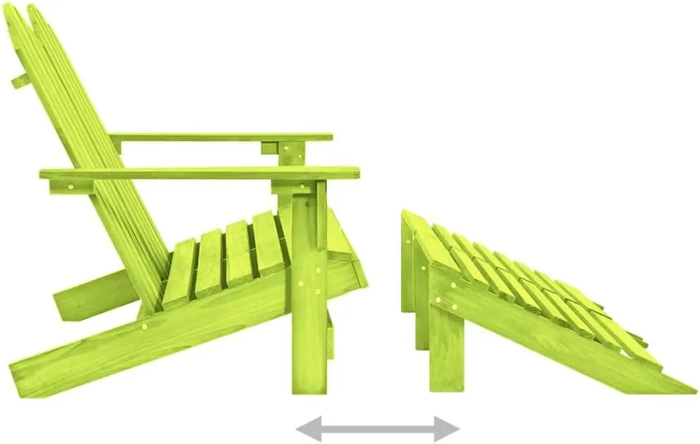2-Seater Outdoor Adirondack Chair with Ottoman Solid Fir Wood Patio Furniture Green 47"x58.1"x35.2" Ergonomic Design for Garden, Backyard, Porch