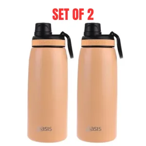2 x Oasis Stainless Steel Insulated Sports Bottle 780ml w/ Screw Cap - Rockmelon