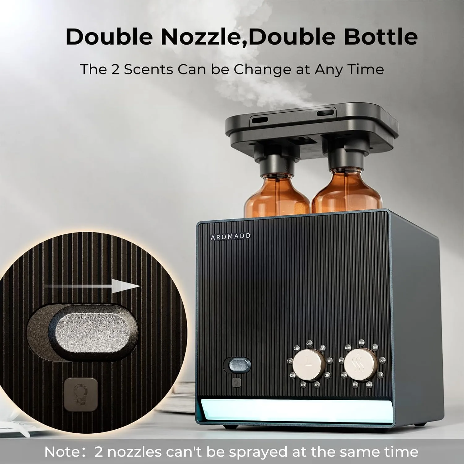 2025 Upgraded 2000 Sq Ft Dual Nozzle Smart Waterless Diffuser, 2×200ml Scent Air Machine for Home Hotel Collection Diffuser Cold Air Technology Waterless Essential Oil Diffuser for Large Room