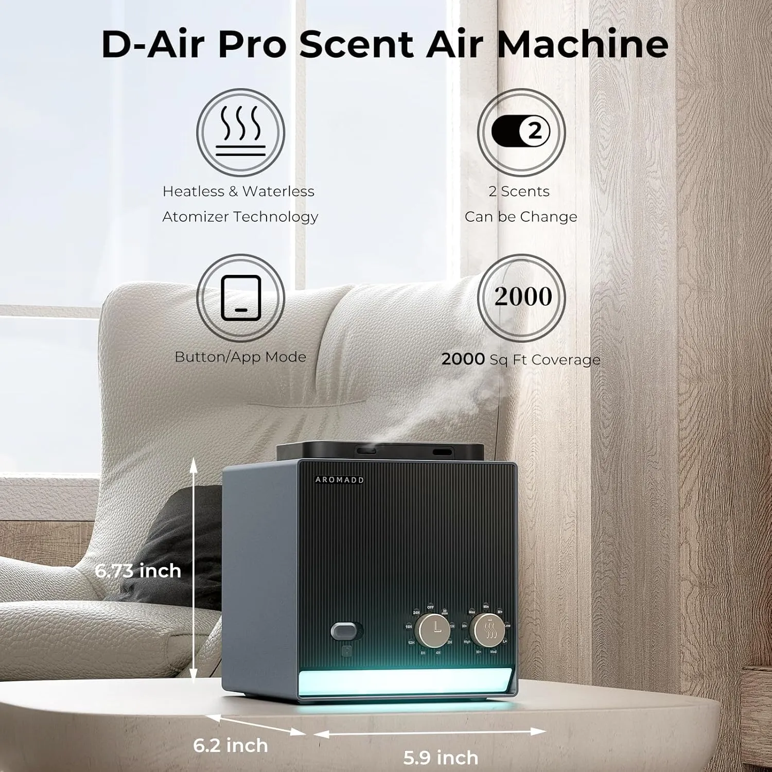 2025 Upgraded 2000 Sq Ft Dual Nozzle Smart Waterless Diffuser, 2×200ml Scent Air Machine for Home Hotel Collection Diffuser Cold Air Technology Waterless Essential Oil Diffuser for Large Room