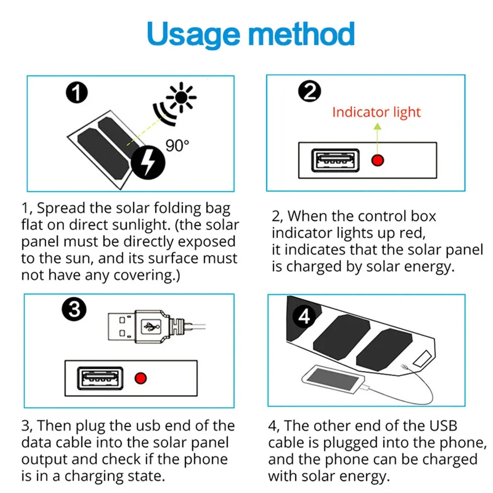 20W Foldable USB Solar Panel Charger Portable Power for Camping & Hiking