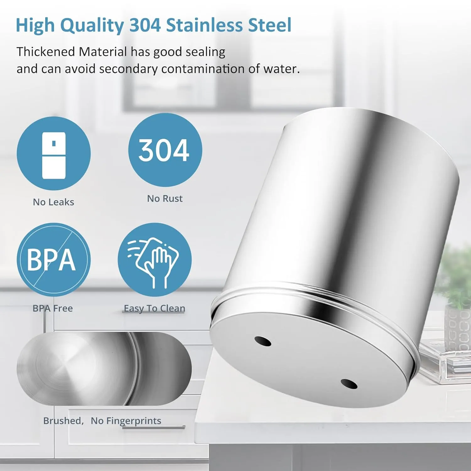 2.25G Ultra-Filtration Gravity Water Filter System，304 Stainless Steel Countertop System with 2 Filters & Metal Faucet，NSF/ANSI 42 Certification，Reduce 99% Chlorine