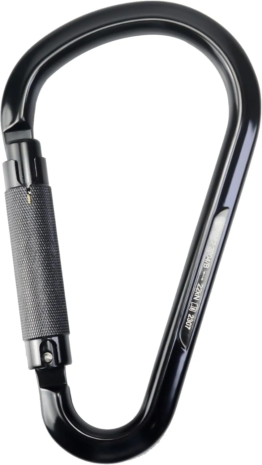22kN Large Aluminum Auto Locking Ladder Hook, Professional CE Certified Heavy Duty Lightweight Carabiner for Outdoor Tower Climbing, Aerial Work, Rescue, D Ring Clip w/Huge Opening Gate