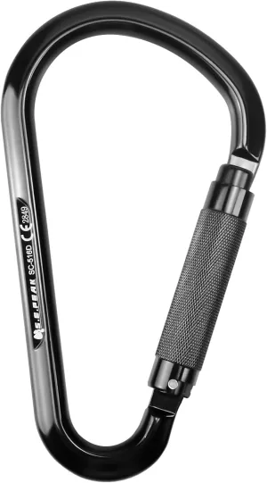 22kN Large Aluminum Auto Locking Ladder Hook, Professional CE Certified Heavy Duty Lightweight Carabiner for Outdoor Tower Climbing, Aerial Work, Rescue, D Ring Clip w/Huge Opening Gate