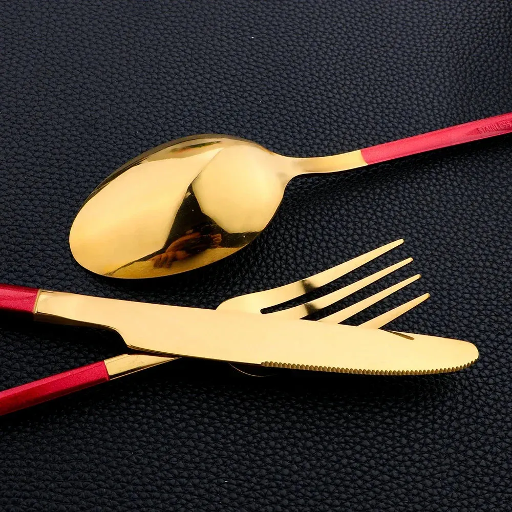 24 Piece Stainless Steel Cutlery Set Matte Black Silverware For Kitchen Tableware