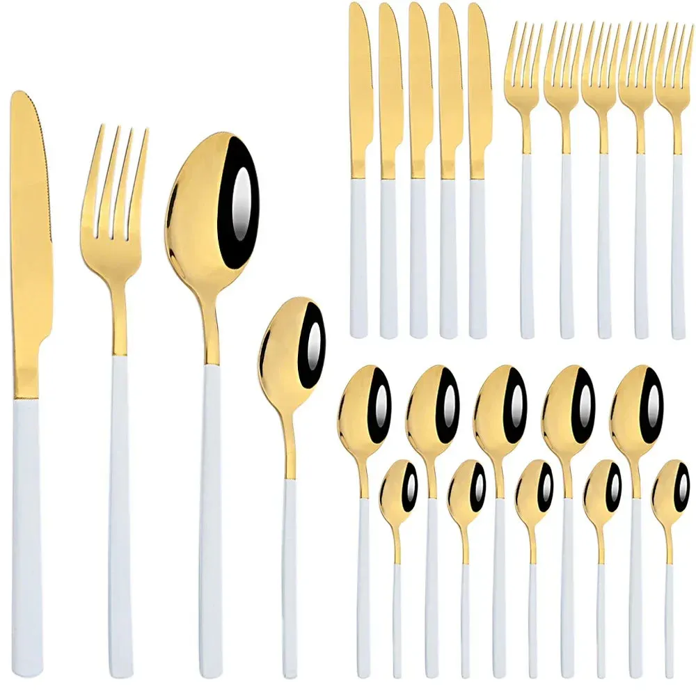 24 Piece Stainless Steel Cutlery Set Matte Black Silverware For Kitchen Tableware