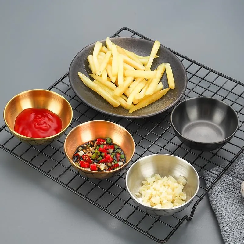2PC Outdoor Camping Stainless Steel Bowl Side Dish Plate Lightweight Portable Tableware(Blue)